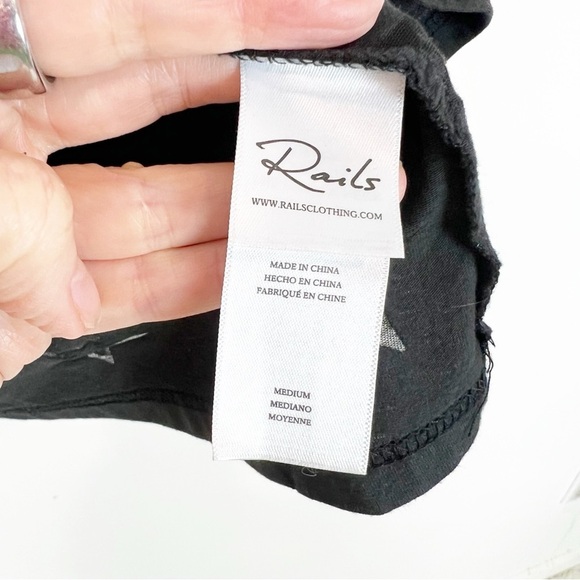 RAILS CARA BLACK STAR BURNOUT SHORT SLEEVE V-NECK T-SHIRT WOMENS SZ MEDIUM - Picture 8 of 11